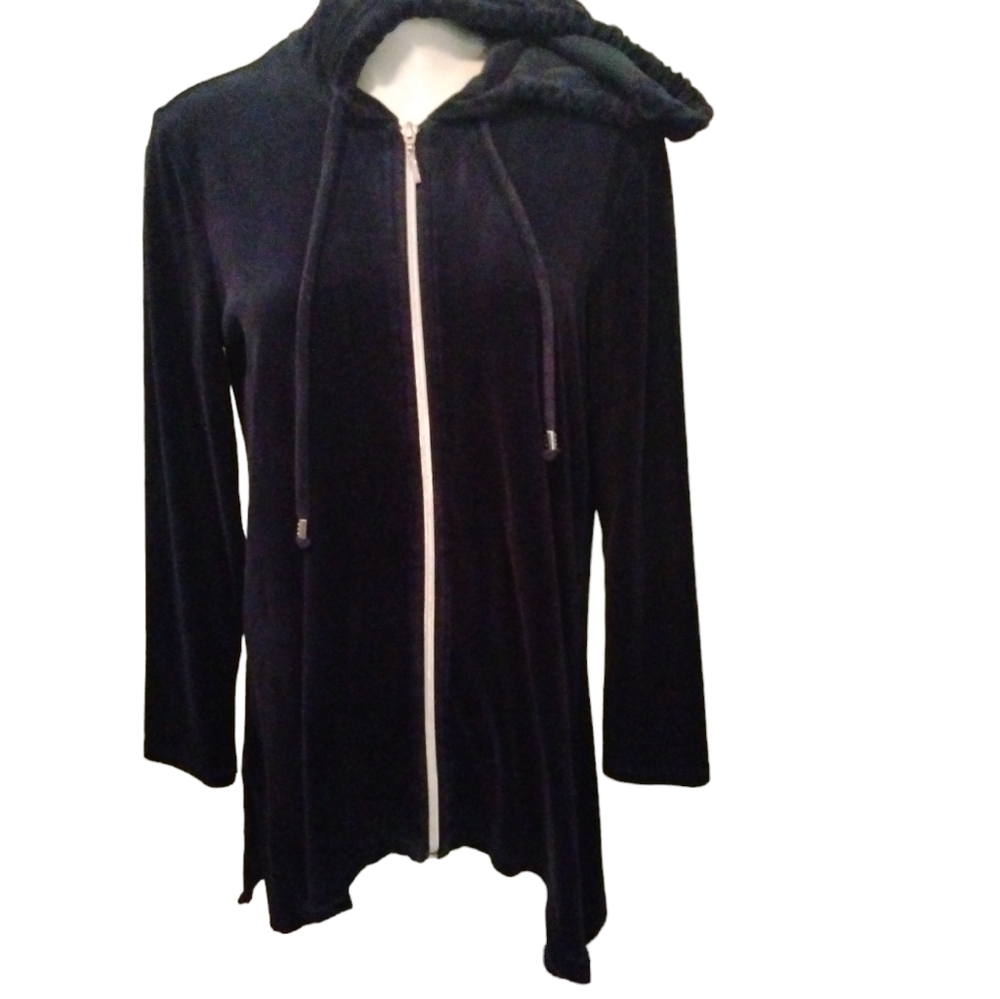 Chico's Zenergy ladies royal blue hooded zip up jacket long sleeve